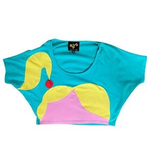 Ruffeo Hearts Lil Snotty colorblock short sleeve crop top
